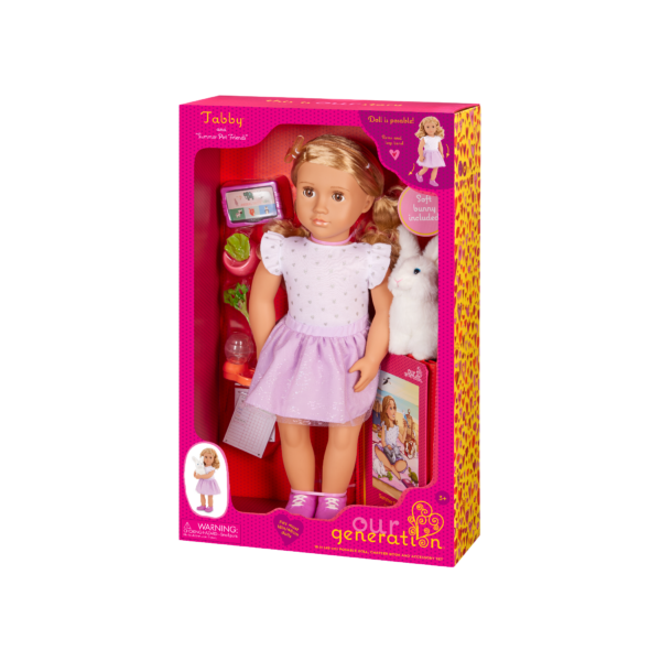 Our Generation 18 inch Doll Tabby and her pet bunny Summer in packaging