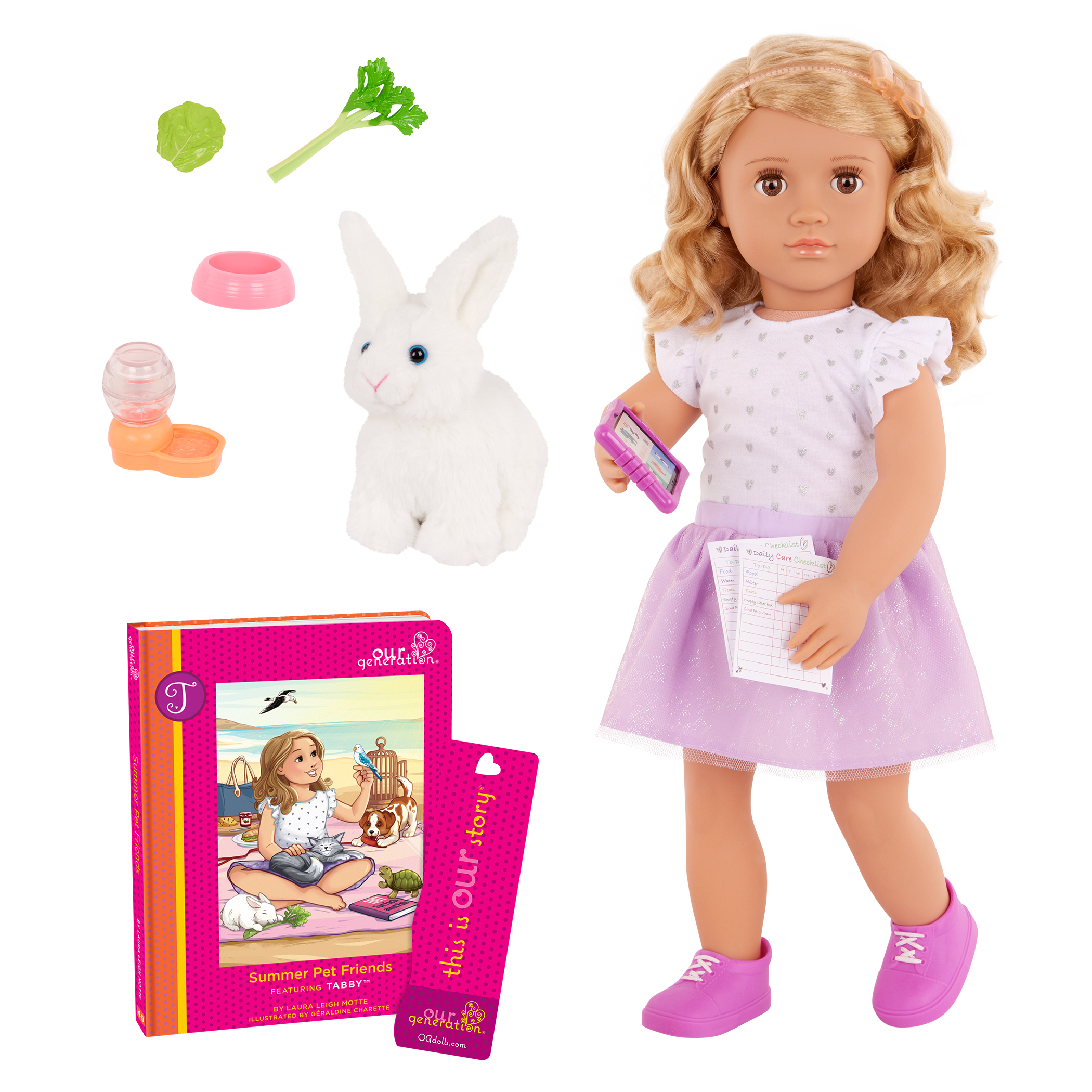 Our Generation 18 inch Doll Tabby and her pet bunny Summer