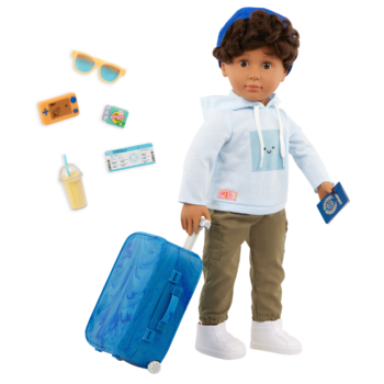 Our Generation 18 inch Doll Milo and travelling accessories