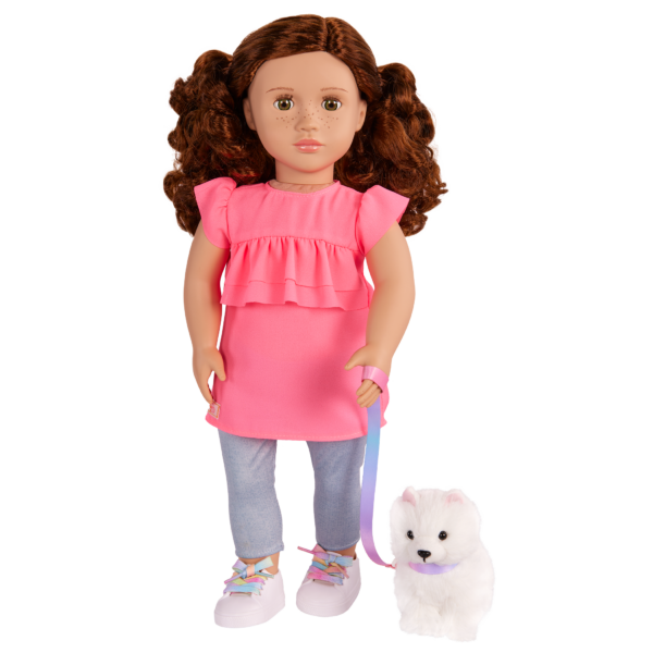 Our Generation 18 inch Doll Becca and her pet dog Pearl
