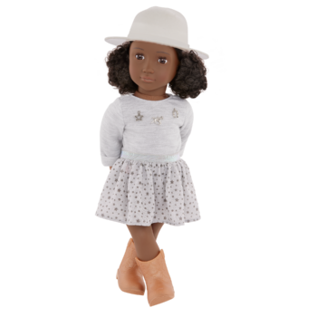 Our Generation 18" Doll Victoria in Cowgirl Outfit including sweater, skirt, boots and hat