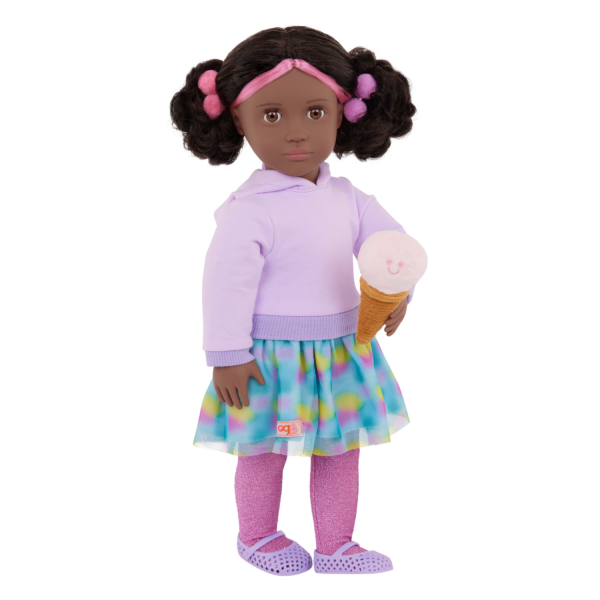 Our Generation 18 inch Doll Ada holding a plush ice cream cone
