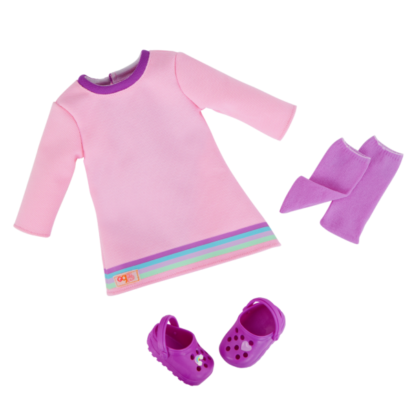 Our Generation Doll Pink Rainbow Dress Outfit