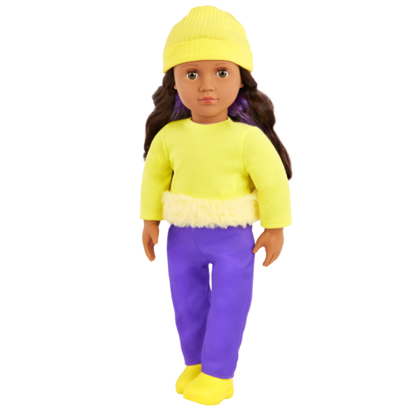 Our Generation 18-inch Doll Sola in Yellow & Purple Color Block Outfit
