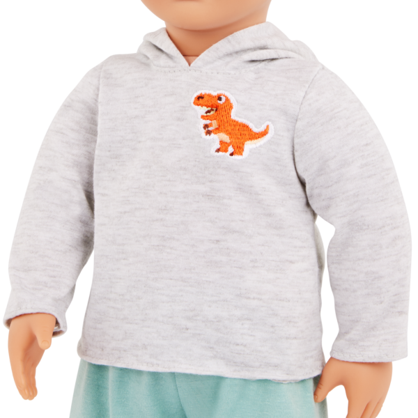 Our Generation Doll Hooded Sweater with Dinosaur Print