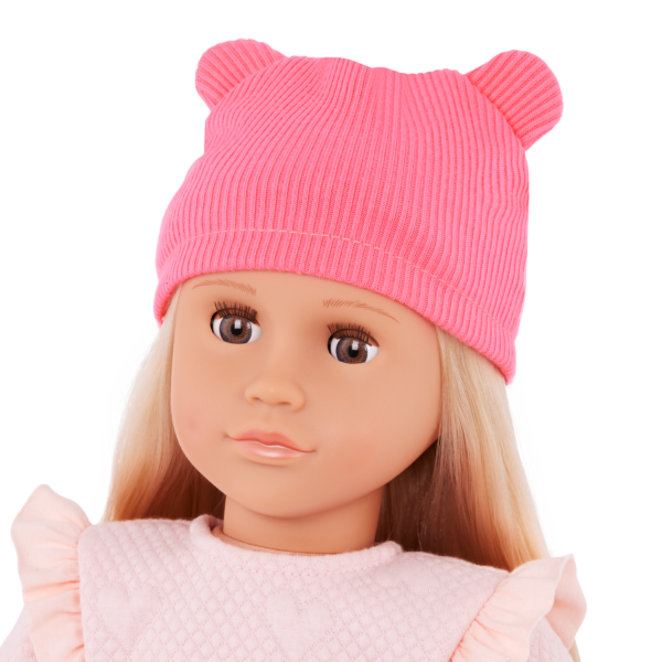 Our Generation 18-inch Doll Joyce Wearing Pink Hat with Cute Ears