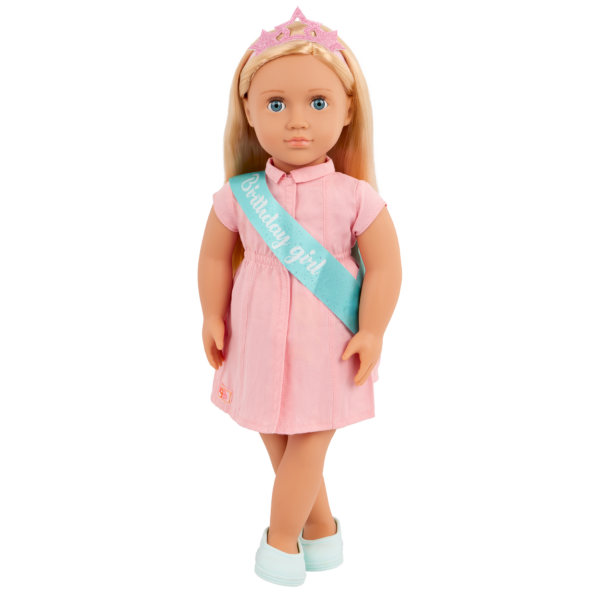 Our Generation 18-inch Birthday Doll Brenna in Pink Party Dress