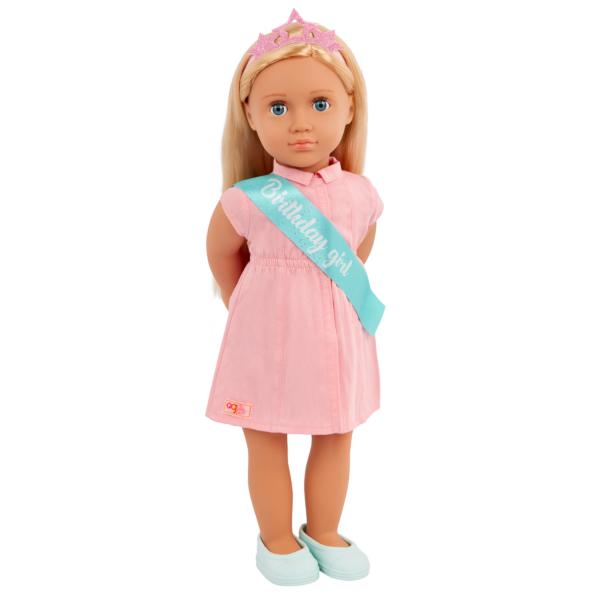 Our Generation 18-inch Doll Brenna with Party Dress & Birthday Sash