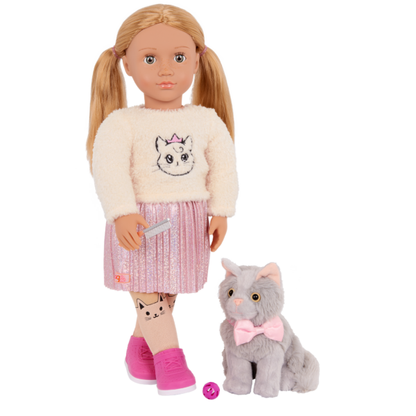 18-inch Doll Sheela with Pet Cat