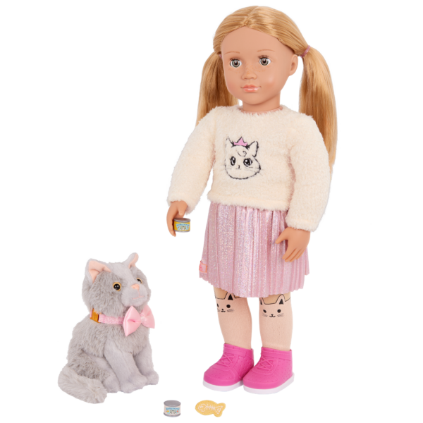 18-inch Doll Sheela Feeding Pet Cat