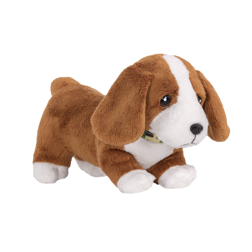 6-inch Posable Basset Hound Pup Pets Plush Dogs Loyal Pals for 18-inch Dolls