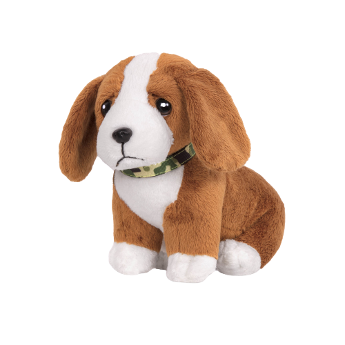 6-inch Posable Basset Hound Pup Pets for 18-inch Dolls with Collar and Leash