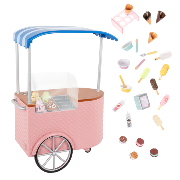 Two Scoops Ice Cream Cart Playset for 18-inch Dolls