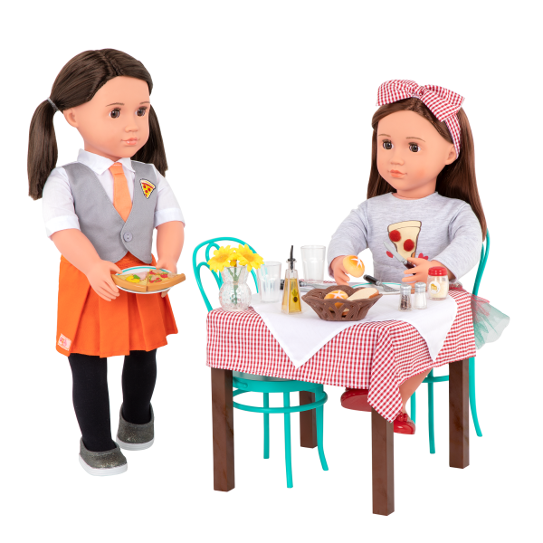 Pizza With You Dining Table Furniture Set Toy Food for 18-inch Dolls Francesca Avia