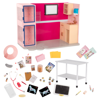 Healthy Paws Vet Clinic Playset Pink for 18-inch Dolls