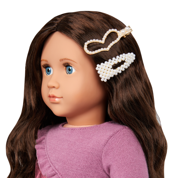Our Generation Twirls & Pearls Heart Hair Clip 18-inch Doll Styling Accessories