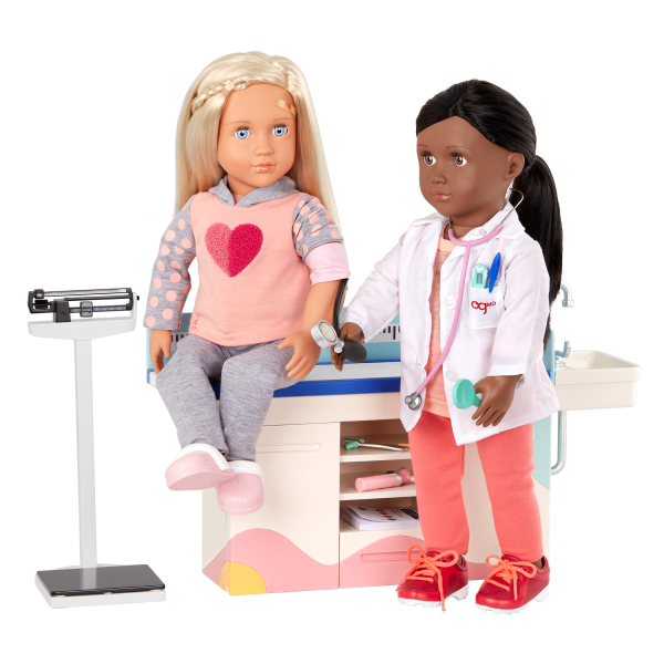 Our Generation Doctor Days Exam Table Checkup 18-inch Dolls Meagann & Meagan