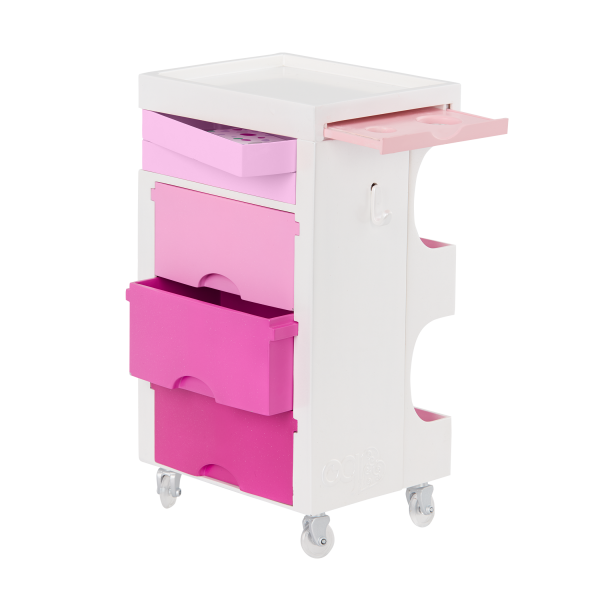Our Generation Rolling Salon Cart Playset Storage Drawers for 18-inch Dolls