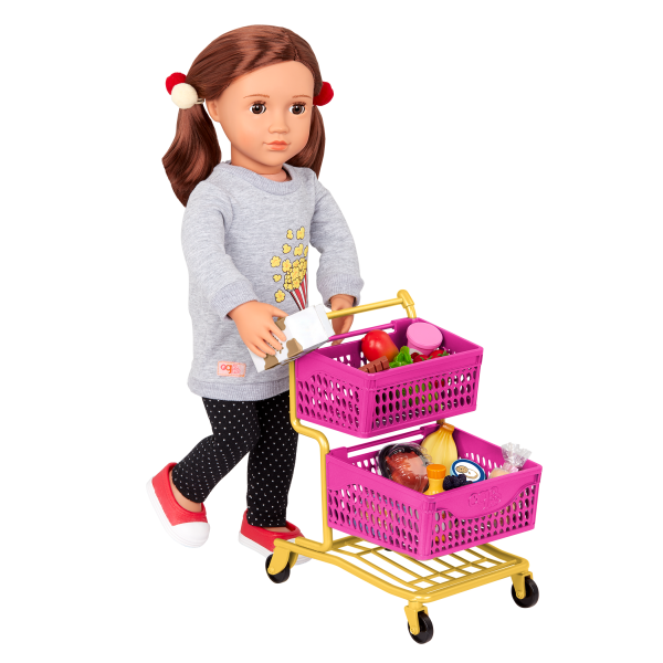 Our Generation Grocery Day Shopping Cart Rolling Wheels for 18-inch Dolls
