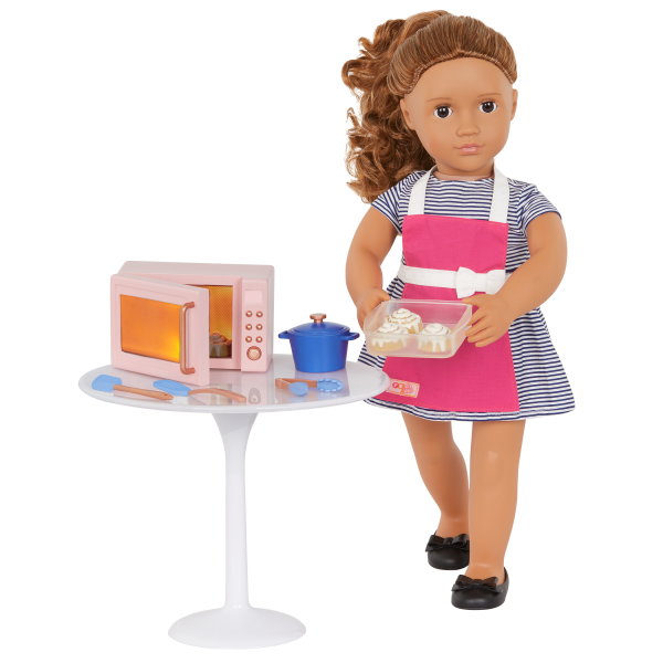Our Generation In The Kitchen Set Light-Up Microwave for 18-inch Dolls