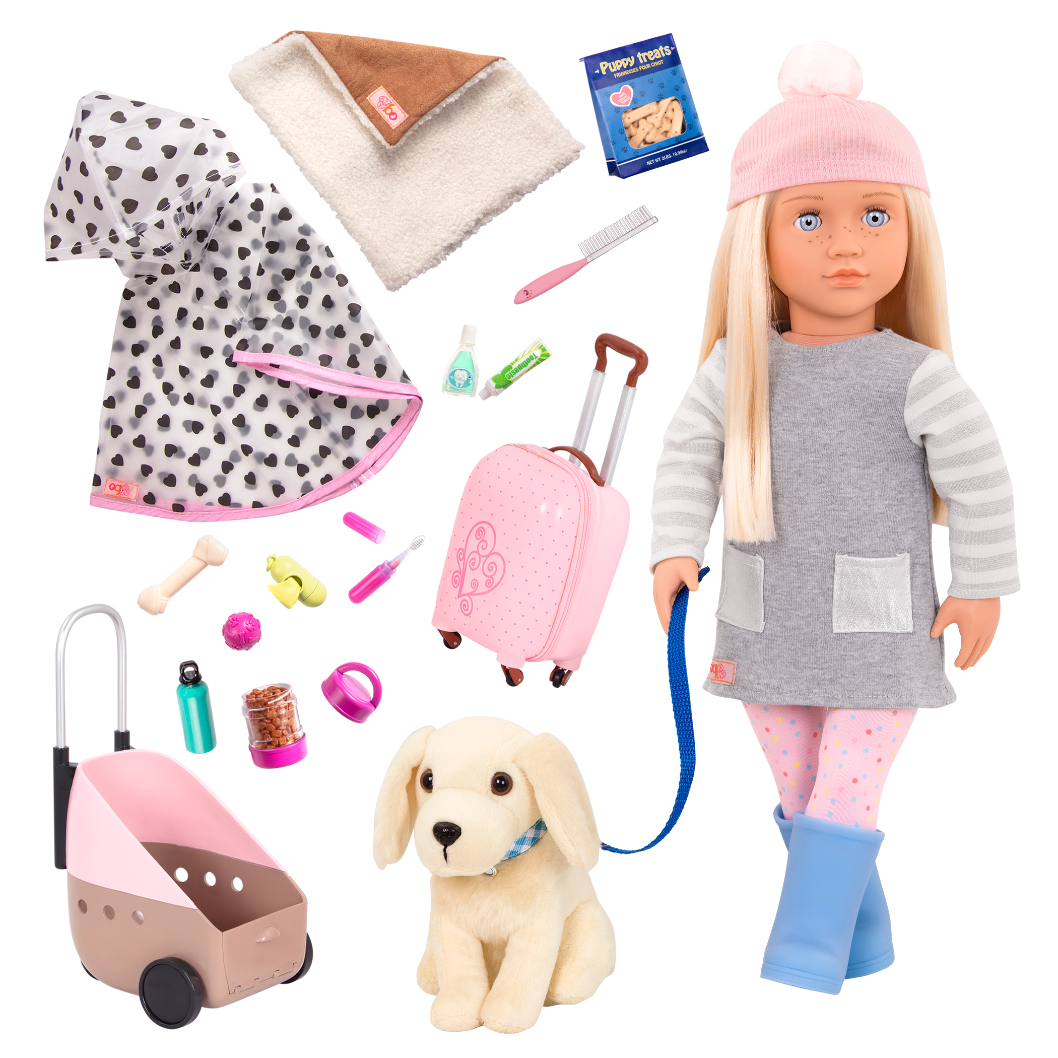 18-inch Doll Meagan & Passenger Pets Travel Set Bundle 