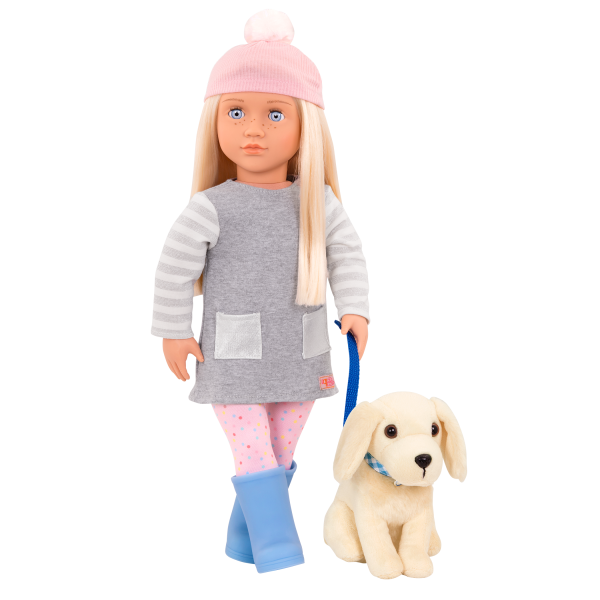 18-inch Doll Meagan & Passenger Pets Travel Set Plush Dog
