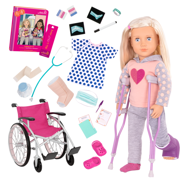 Our Generation Care Set with Foldable Wheelchair and Accessories Girls Doll Toy 