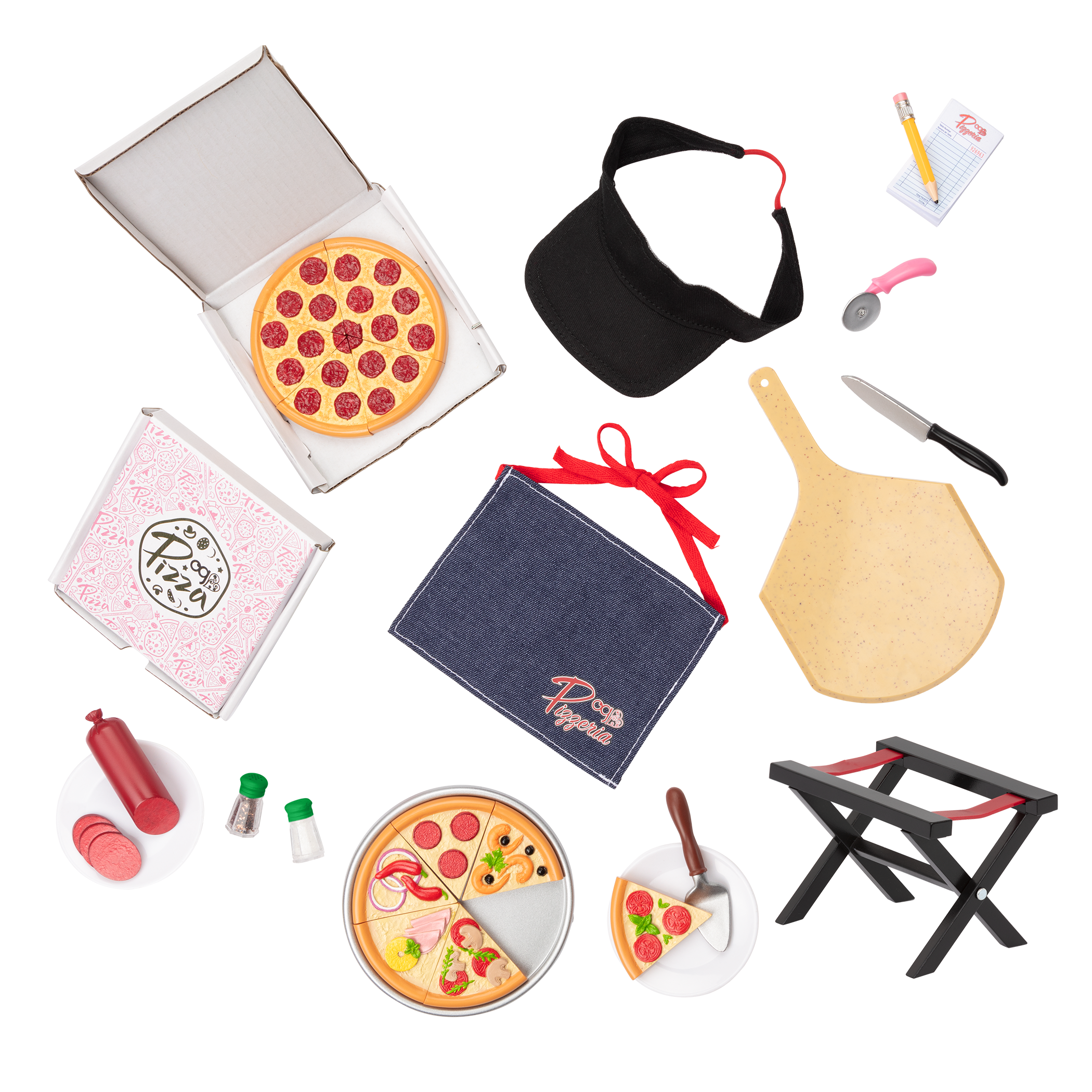 Yummy Pizzeria Play Food Pizza Set for 18-inch Dolls 