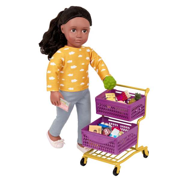 Our Generation At the Market Shopping Cart Play Food Set 18-inch Doll Aryal