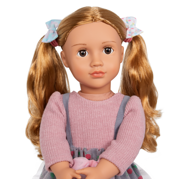 Our Generation 18-inch Doll with Pigtails Wearing Two Hair Bows