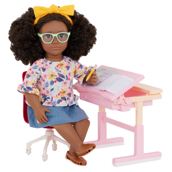 Our Generation Doll Sitting & Writing at Desk