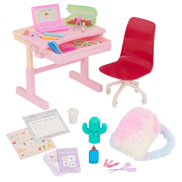Our Generation Doll Pink Desk & Accessories Set