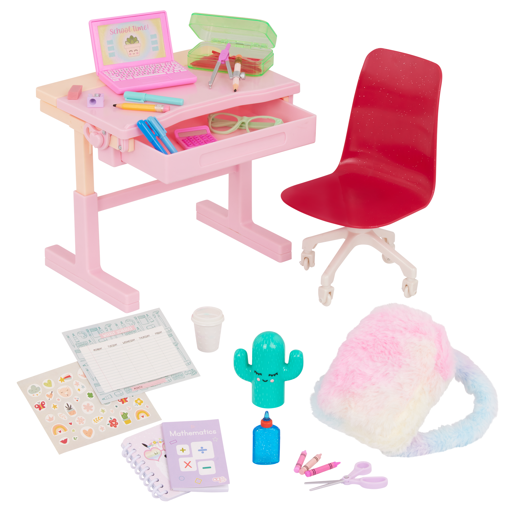 Our Generation Doll Pink Desk & Accessories Set 