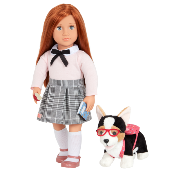 Our Generation 18-inch Doll Carly with Preschool Plush Puppy
