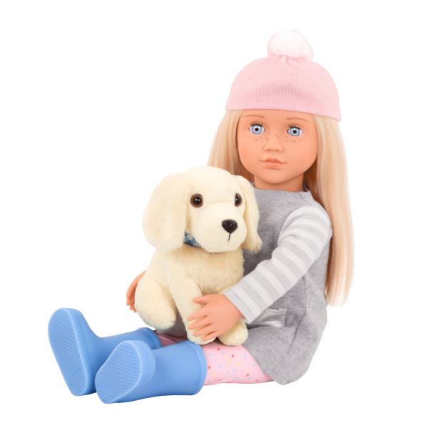 Our Generation Doll Meagan Sitting with Pet Puppy