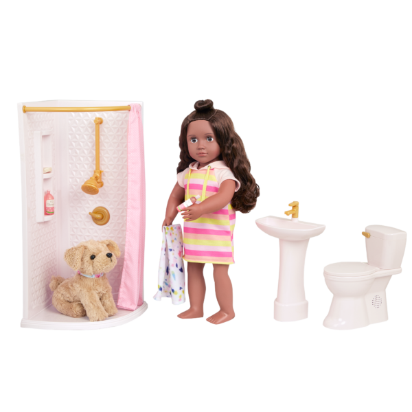 Our Generation 18-inch Doll Bathroom Furniture Set Accessories