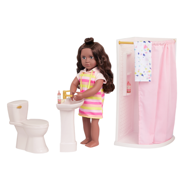 Our Generation Shower, Sink, and Toilet Accessories for 18-inch Dolls