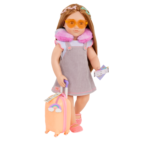 Our Generation Doll Drew with the Over the Rainbow Luggage Set