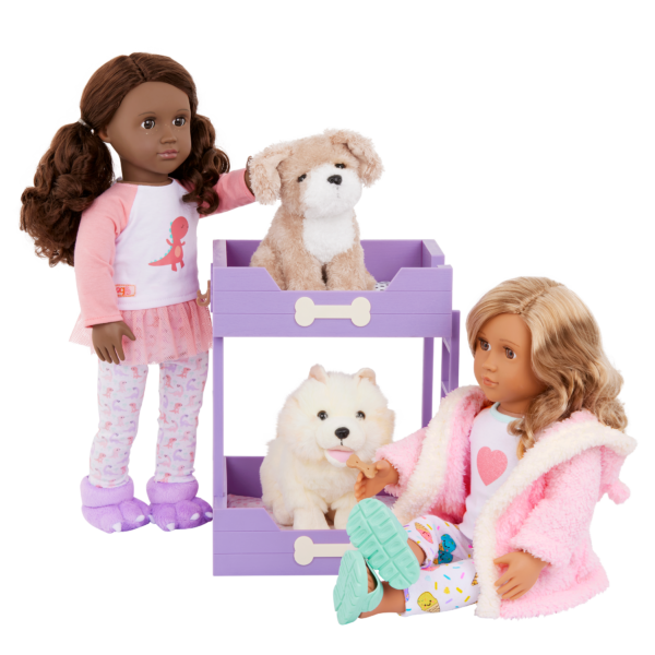 Our Generation Dolls Putting Pet Puppies to Bed
