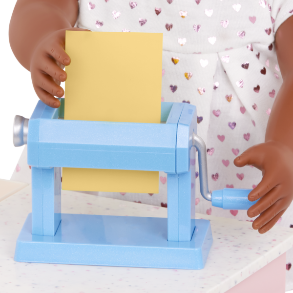Our Generation Doll Aliyah Rolling Pasta Through the Pasta Maker Accessory