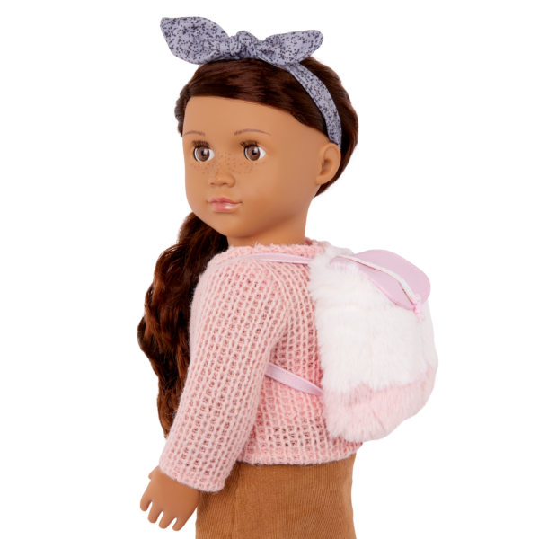 Our Generation Doll Wearing Furry Backpack