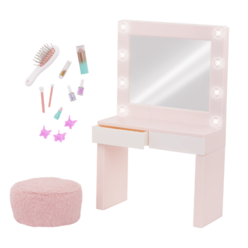 Our Generation Glam & Glow Vanity Table Set for 18-inch Dolls
