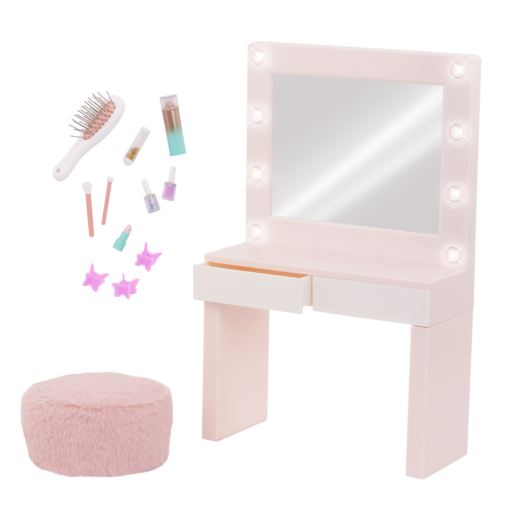 Our Generation Glam & Glow Vanity Table Set for 18-inch Dolls 