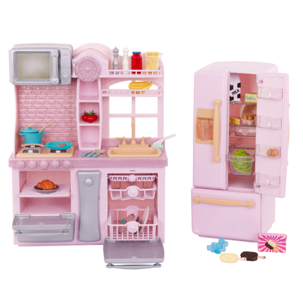 Our Generation Pink Gourmet Kitchen & Fidge for 18-inch Dolls