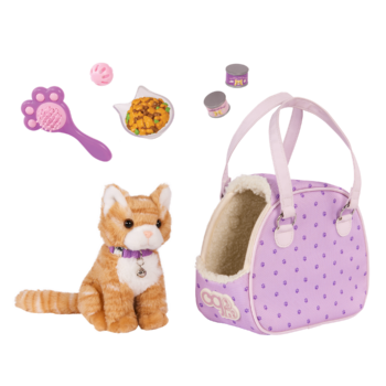 Our Generation Plush Cat and pet Carrier with accessories