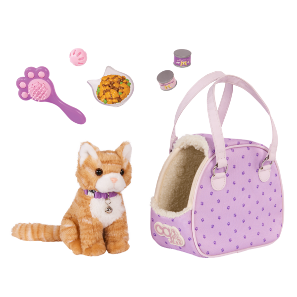 Our Generation Plush Cat and pet Carrier with accessories