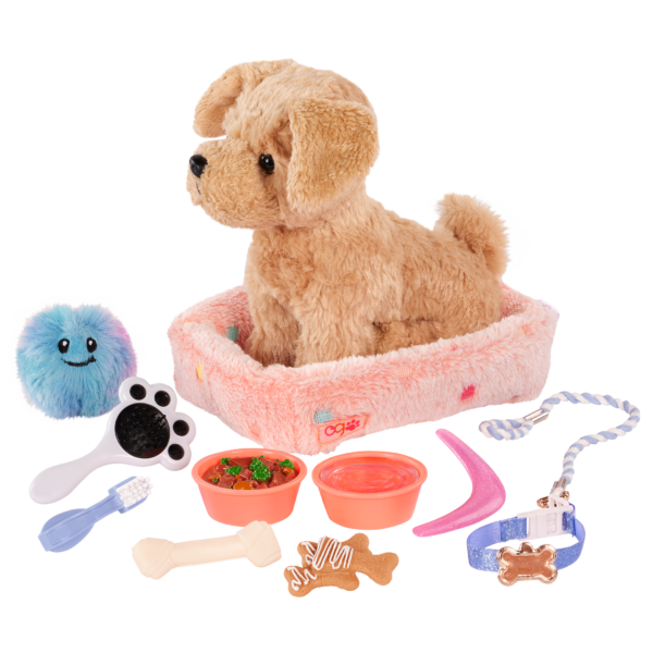 Our Generation Pet Plush Dog Bed & Accessories