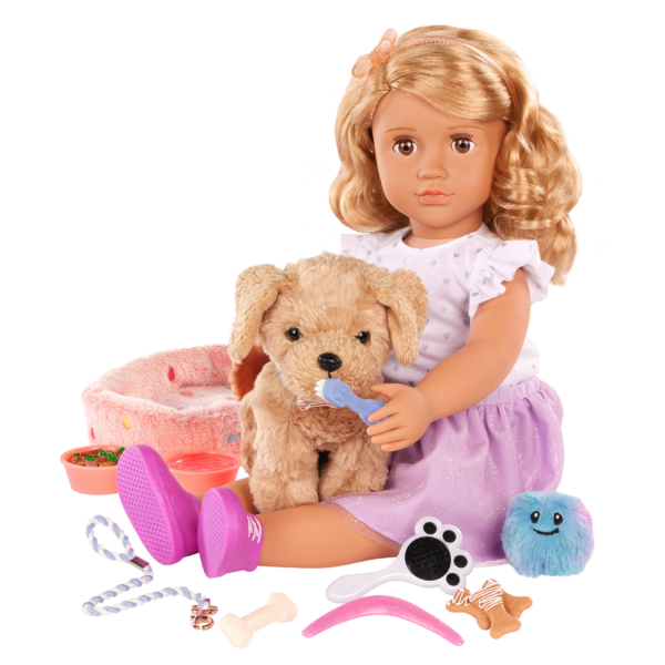 Our Generation Doll Tabby Holding Pet Puppy