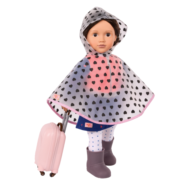 Our Generation Doll Leslie in Poncho with Luggage