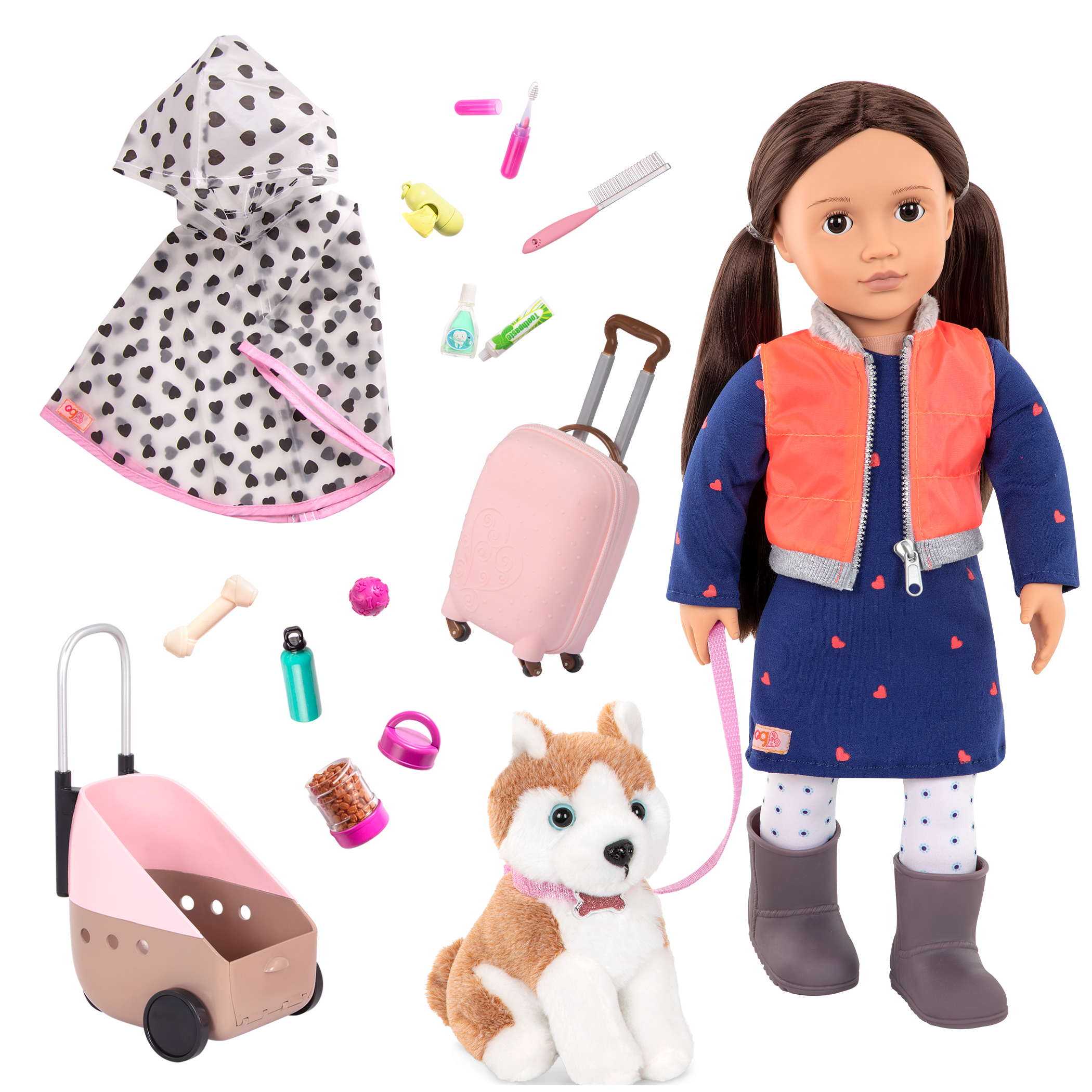 Our Generation Doll Leslie & Passenger Pets Bundle 